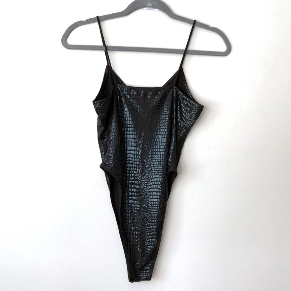 Black Croc Sexy Bodysuit Comfortable Never Worn - Picture 7 of 8